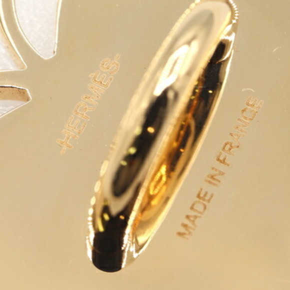 Hermès Papillon Scarf Ring H603642S Champagne Gold Marine Permabrass Twilly w... - Picture 4 of 6